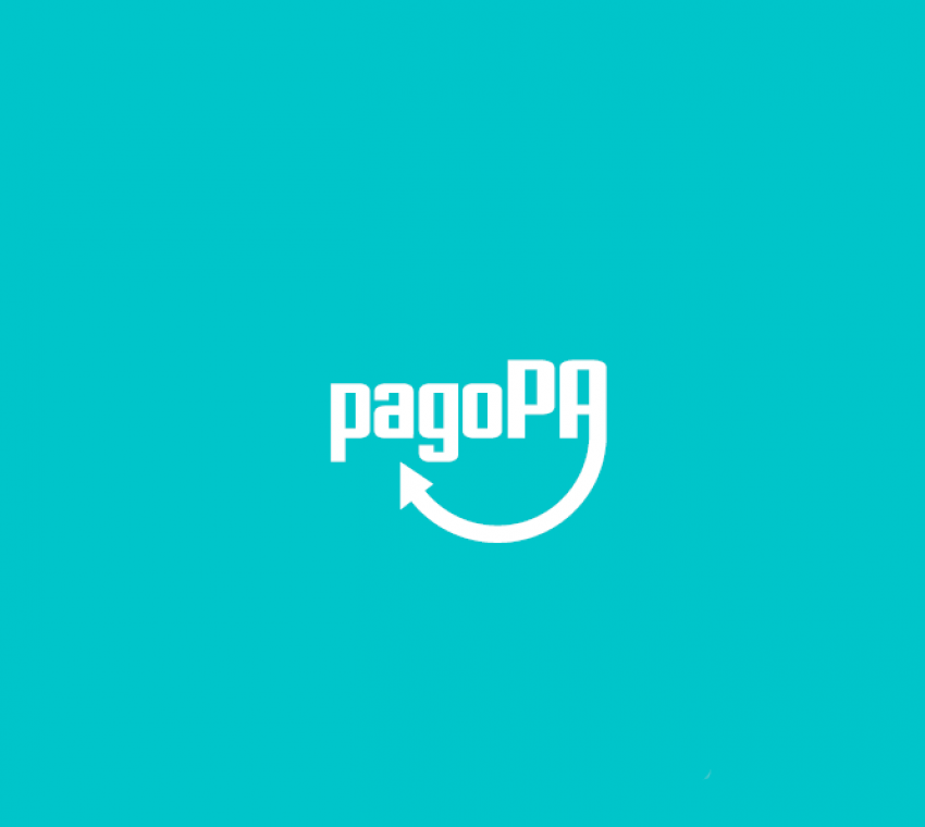 logo pagopa bianco su sfondo teal