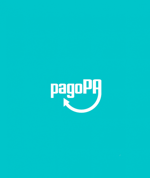 logo pagopa bianco su sfondo teal